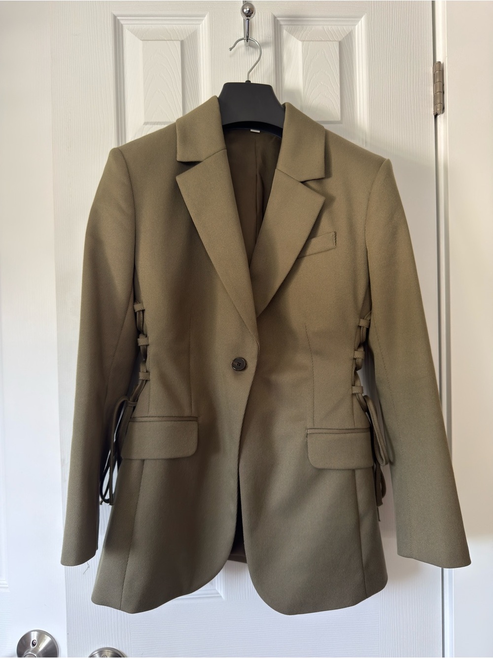 Olive Lace-Side Blazer Jacket